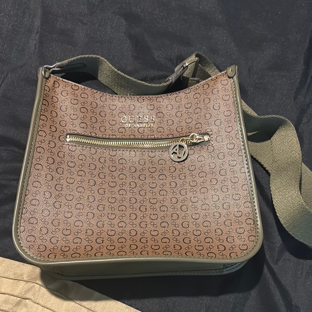 Guess Olive and Chocolate Crossbody Bag
